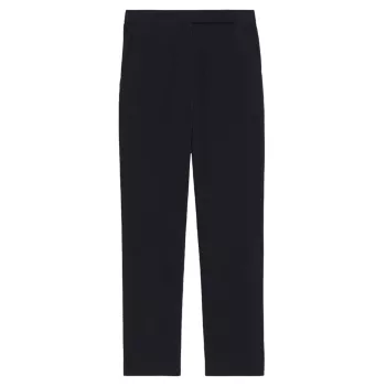 High-Rise Cotton-Blend Straight Crop Pants Theory
