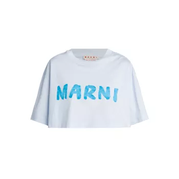Укороченная футболка с логотипом MARNI