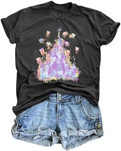 Magical Shirt for Women Magic Kingdom Tshirt Cute Castle Graphic Tee Family Holiday Vacation Short Sleeve Tops FRYAID