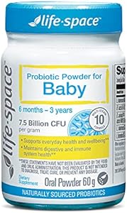 Life-Space 60 Grams, for 0-36 Month Baby, 7.5 Billion CFU & Multi Strain, Balance Microflora, Supports Digestive Health & Nutrient Absorption & Immunity, No Refrigeration Probiotic Powder for Baby Life-Space