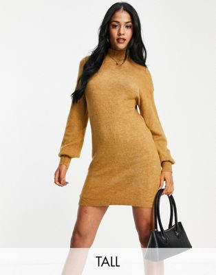 Светло-коричневое платье-свитер с высоким воротником Vero Moda Tall VERO MODA