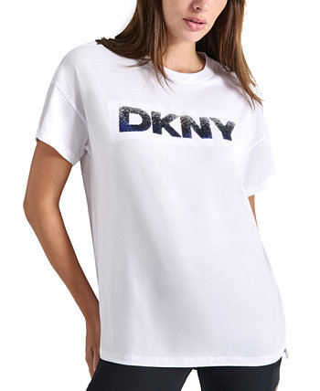 Женская Футболка DKNY Ombre с Sequins Логотипом DKNY