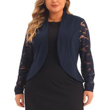 Женский пиджак больших размеров, кардиган с длинными рукавами, кружевной открытый передний укороченный болеро, кардиган, куртка Agnes Orinda