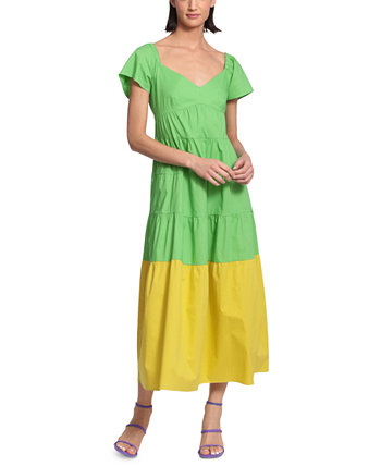 Ярусное платье макси с цветными блоками Donna Morgan