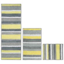 mDesign Striped Microfiber Bathroom Spa Mat Rugs/Runner, Set of 3 MDesign