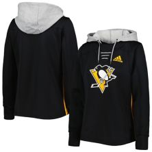 Женская толстовка с капюшоном Adidas Black Pittsburgh Penguins Skate Lace Primeblue Team Unbranded