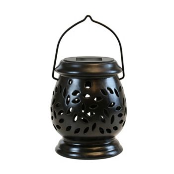 LumaBase Solar Powered Black Ceramic Lantern LumaBase