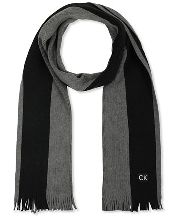 Мужской шарф с толстыми боковыми полосками и логотипом Calvin Klein