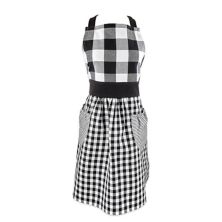 33.5&#34; Black and White Gingham Apron Contemporary Home Living