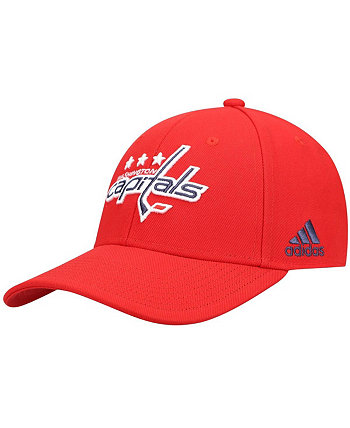 Мужская красная регулируемая шапка с логотипом Washington Capitals Primary Adidas