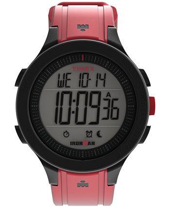 Unisex Ironman T200 Quartz Digital Red Silicone Strap 42mm Round Watch Timex