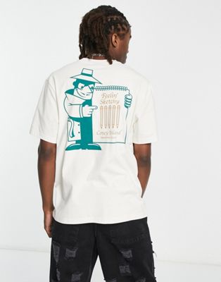 Кремово-белая футболка Coney Island Picnic с принтом на груди и спине CONEY ISLAND PICNIC