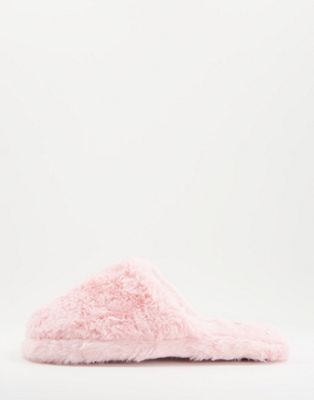 Светло-розовые пушистые тапочки-мюли Truffle Collection Truffle Collection