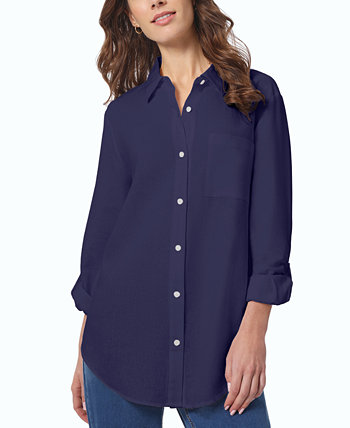 Женская льняная рубашка оверсайз с отворотами Jones New York