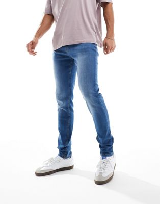 DTT stretch super skinny jeans in mid blue Don't Think Twice