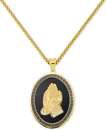 Мужское 24-дюймовое подвесное ожерелье молящихся рук из черной эмали и желтой покрытой ионами нержавеющей стали LEGACY