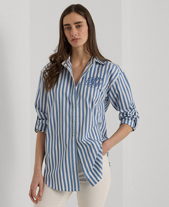 Женская хлопковая рубашка в полоску LAUREN Ralph Lauren