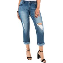 Verla Curvy Fit Cropped Frayed Boyfriend Jeans Poetic Justice