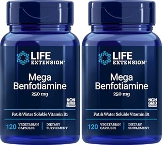 Life Extension Mega Benfotiamine Capsule, 250 Mg, 120 Vegetarian Capsules 2 Bottles Life Extension