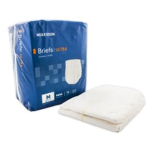 McKesson Ultra Adult Incontinent Brief  Tab Closure Medium Disposable Heavy Absorbency, Bag of 16, 4 Pack Mckesson