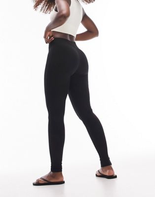 Topshop Hourglass full length heavyweight legging with deep waistband in black Topshop Hourglass