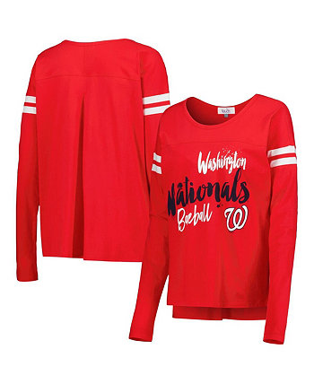Женская красная футболка с длинным рукавом Washington Nationals Free Agent Touch