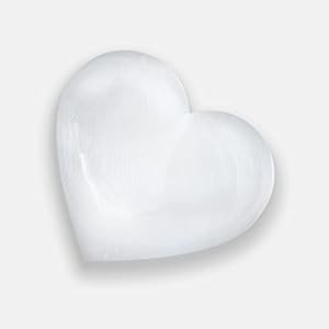 Himalayan Glow Heart Stone 10cm Selenite Crystal, Stone-10 cm, White Himalayan Glow