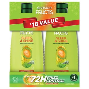 Garnier Fructis Sleek & Shine Shampoo and Conditioner, Adults, Frizzy Hair, Holiday Beauty Gift Set Garnier