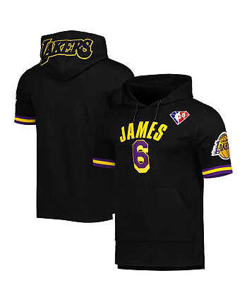 Мужская толстовка с капюшоном с коротким рукавом и короткими рукавами LeBron James, черная футболка Los Angeles Lakers с именем и номером Pro Standard