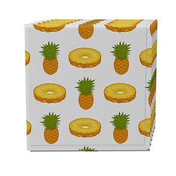 Napkin Set of 4, 100% Cotton, 20x20", Pineapples and Slices Fabric Textile Products