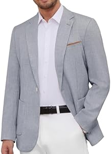 WULFUL Men's Sport Coats Blazers Linen Cotton Blazer Regular Fit One Button Suit Jacket Wulful