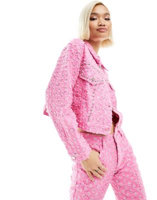Розовая джинсовая куртка с декором в стиле вестерн Labelrail x Dyspnea Rodeo — часть комплекта Labelrail