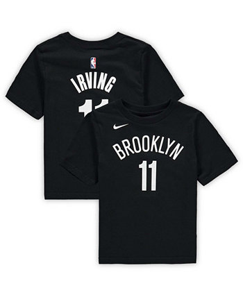 Футболка для девочек и мальчиков дошкольного возраста Kyrie Irving Black Brooklyn Nets с номером команды Nike