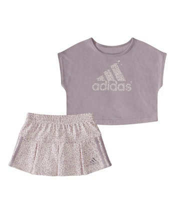 Топ без рукавов для маленьких девочек и юбка с принтом, комплект из 2 предметов Adidas