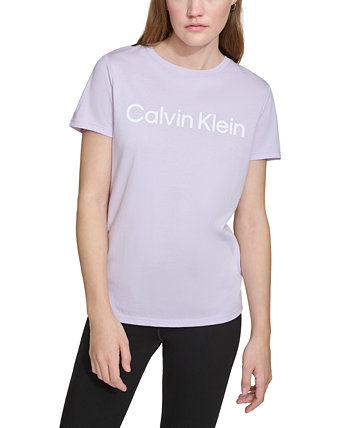 Женский топ с короткими рукавами и графическим логотипом Calvin Klein