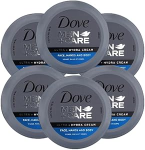 Dove Men+Care Ultra Hydra Cream, Face, Hands and Body care, All Skin Types, 6 Pack of 2.53 Oz Each Dove