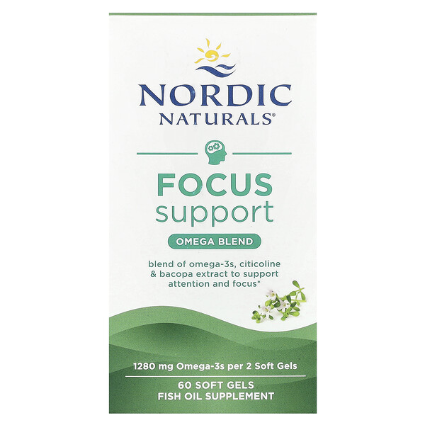 Омега-3, Поддержка Фокуса - 1280 мг - 60 капсул - Nordic Naturals Nordic Naturals