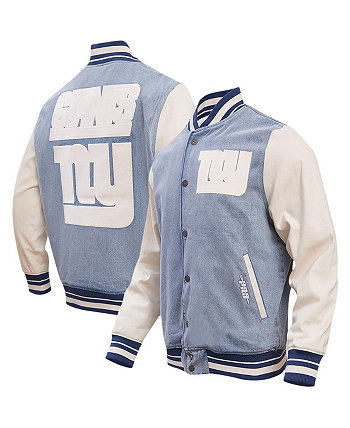 Мужская джинсовая потертая университетская куртка с застежкой на пуговицы New York Giants Varsity Blues Pro Standard
