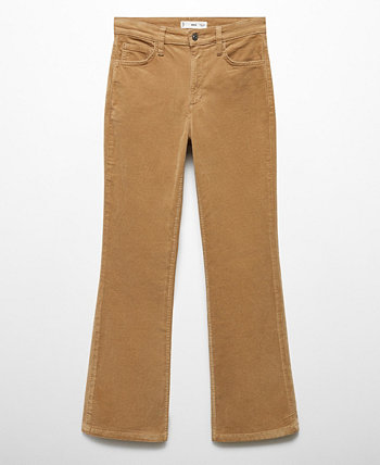 Женские укороченные вельветовые расклешенные джинсы MANGO
