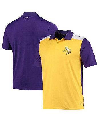Men's Gold, Purple Minnesota Vikings Challenge Color Block Performance Polo Shirt MSX by Michael Strahan