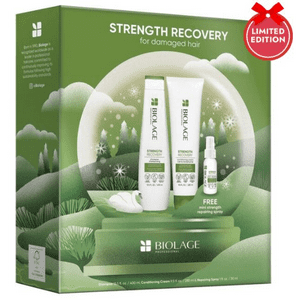 Biolage Strength Recovery Shampoo 13.5oz, Conditioner 9.5oz, and Repairing spray 1oz by Matrix BIOLAGE