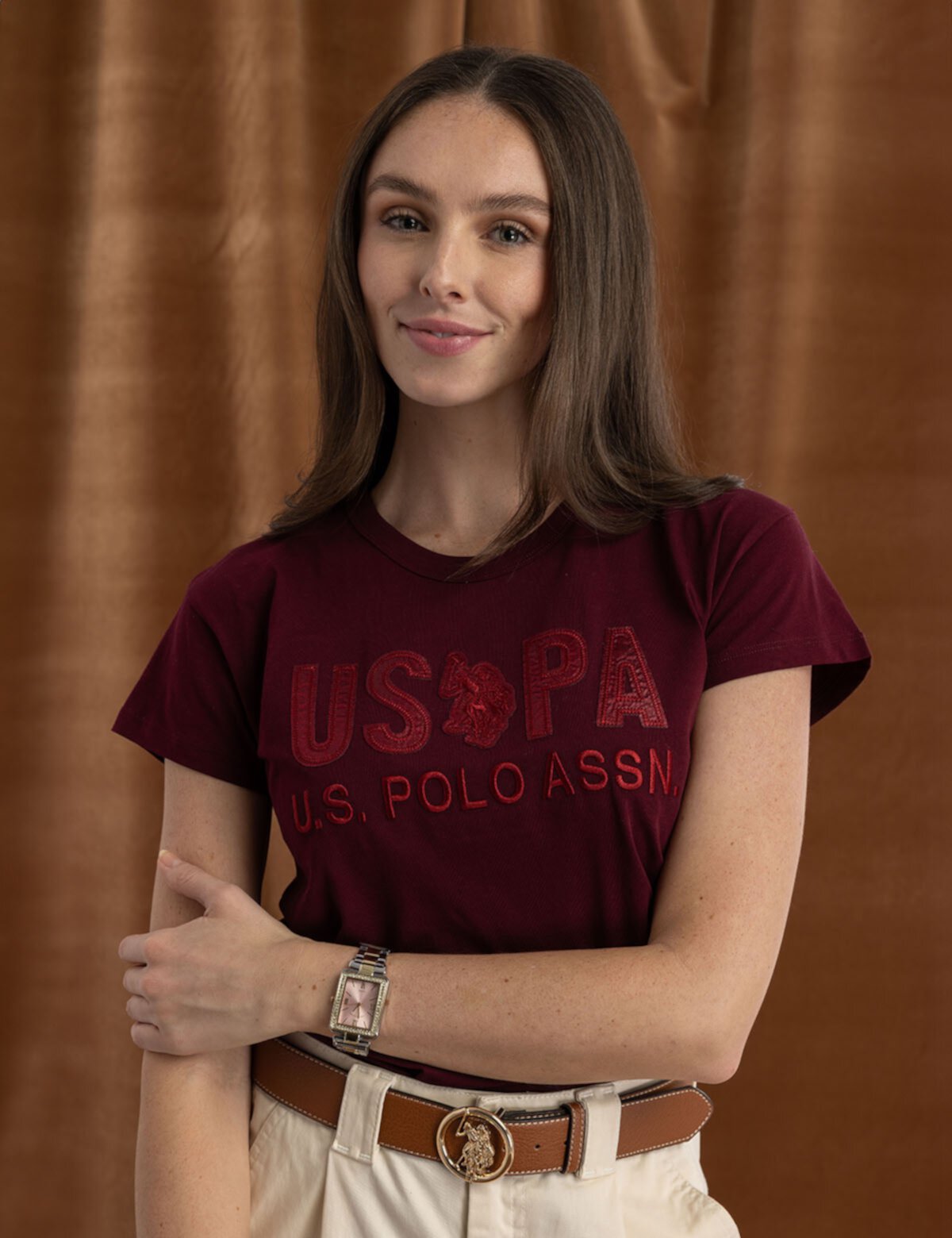 Женская Футболка U.S. POLO ASSN. TONAL APPLIQUE DROPPED SHOULDER U.S. POLO ASSN.