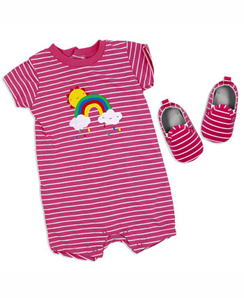 Радужный комбинезон и обувь с короткими рукавами для маленьких девочек, комплект из 2 предметов Lily & Jack