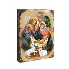 G.Debrekht Nativity Wooden Gold Plated Religious Christian Sacred Icon Inspirational Icon Décor G.DeBrekht