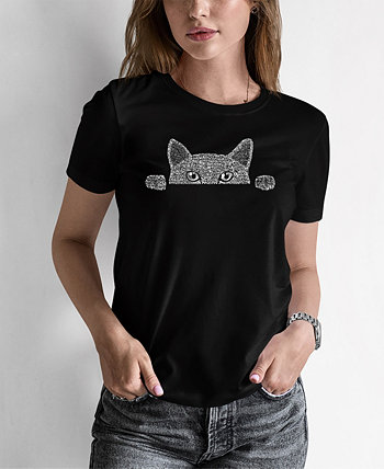 Женская футболка для юниоров Word Art Peeking Cat LA Pop Art