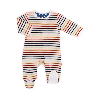 Baby's Multicolored Stripe Velour Magnetic Coveralls MAGNETIC ME