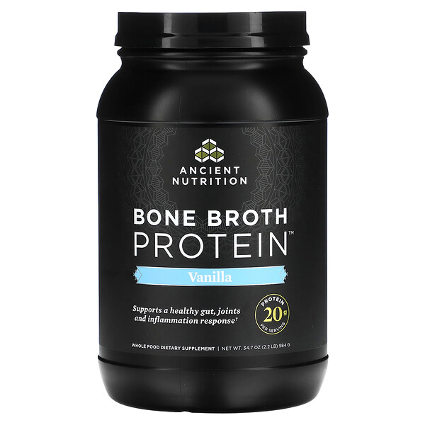Протеин костного бульона, ваниль, 2,22 фунта (1008 г) Dr. Axe / Ancient Nutrition