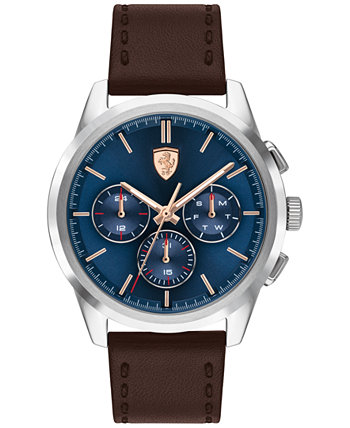 Мужские часы с хронографом Grand Tour с коричневым кожаным ремешком, 44 мм Ferrari