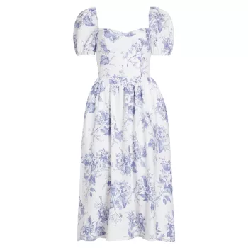 Льняное платье-миди Davila с цветочным принтом REFORMATION