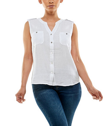 Женская повседневная рубашка без рукавов с Y-образным вырезом Adrienne Vittadini